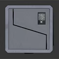 Modern Gray Cube Shaped Device Design With Green Vertical Light Strip And Transparent Window