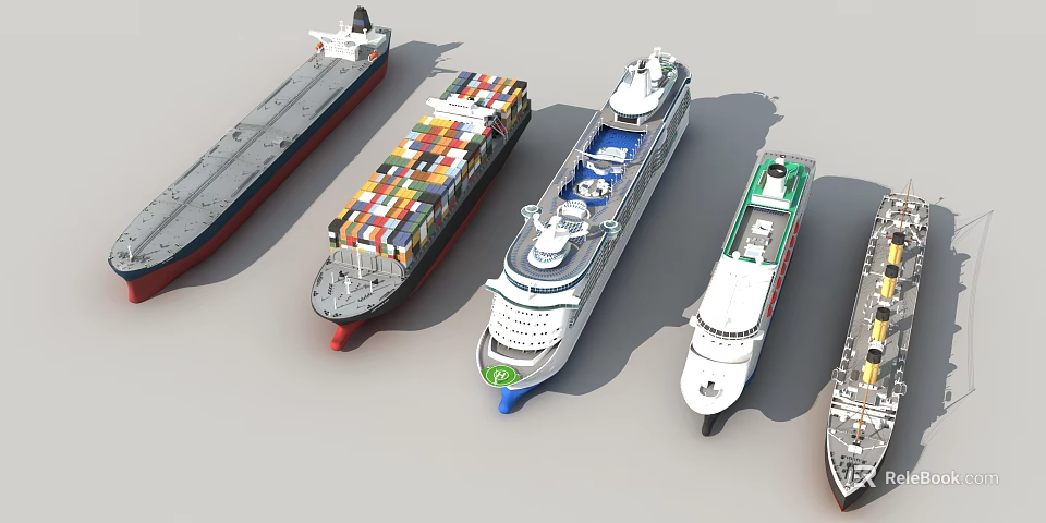 Yacht Showcased With Different Marine Vessels 3d model 