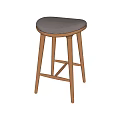 Modern Bar Stools With Light Wood Frame And Gray Padded Seats Design 3d model