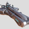 Futuristic Sci Fi Spaceship 3D Model With Metallic Structure And Blue Glowing Accents