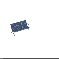 Modern Blue Triple Seat Public Chair With Metal Frame And Minimalist Design