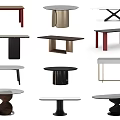 Modern Dining Tables With Various Designs Shapes And Stylish Bases For Home 3d model