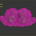 Exquisite Stone Carving Sculpture of Two Child Heads With Curly Hair Gentle Expressions and Leaf Decorated Base