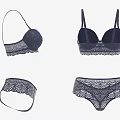 Women's Dark Blue Lace Lingerie Set With Bralette And Panty Design