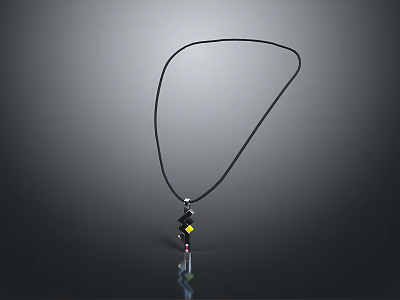Fashionable Daily Wear Necklace With Black Cord And Colorful Square Pendant Design 3d model