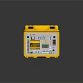 Portable Computer Equipment With Yellow Open Case Control Panel Display Screen And Buttons 3d model