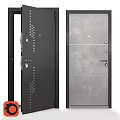 Modern Industrial Swing Door With Black Perforated Design Gray Panel Handle And Lock