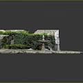 Garden Ornamental Courtyard With Stone Pavement Central Fountain And Greenery Covered Walls
