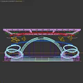 Ballroom Stage Design With Arched Structure Red White Decorations And Geometric Lighting 3d model