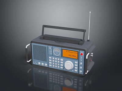 Vintage Portable Computer With Antenna Display Screen Handle And Control Buttons 3d model