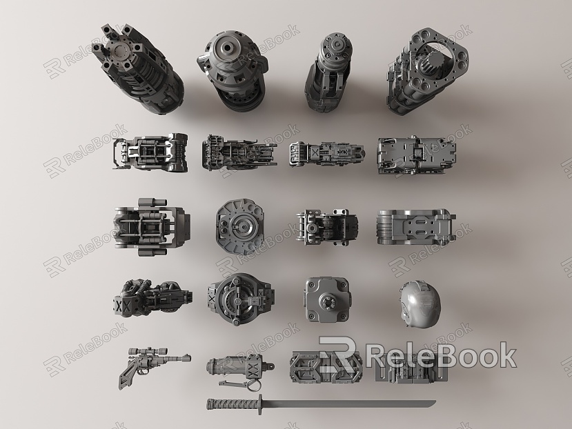 Modern mechanical parts and equipment model