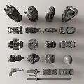 Assorted Hardware Tool Components Featuring Bolts Nuts Connectors And Mechanical Parts 3d model