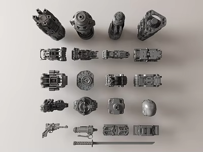 Assorted Hardware Tool Components Featuring Bolts Nuts Connectors And Mechanical Parts 3d model