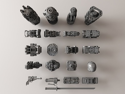 Modern mechanical parts and equipment 3d model