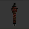 Tactical Modern Rifle With Red Pattern Design And Firearm Features