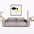Modern Double Sofa Simple Double Sofa Combination Side Table Floor Lamp Decorative Painting 3d model