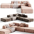 Modular Sectional Sofa Designs In Green And Cream With Throw Pillows And Blanket