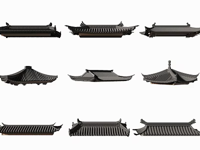 Various Traditional Chinese Ancient Architecture Roof Components Eave And Tile Designs 3d model