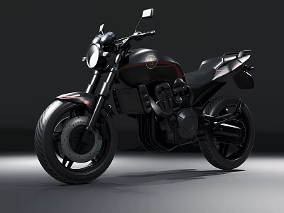 Sleek Modern Black Motorcycle With Red Accent Stripes And Aerodynamic Design Features 3d model