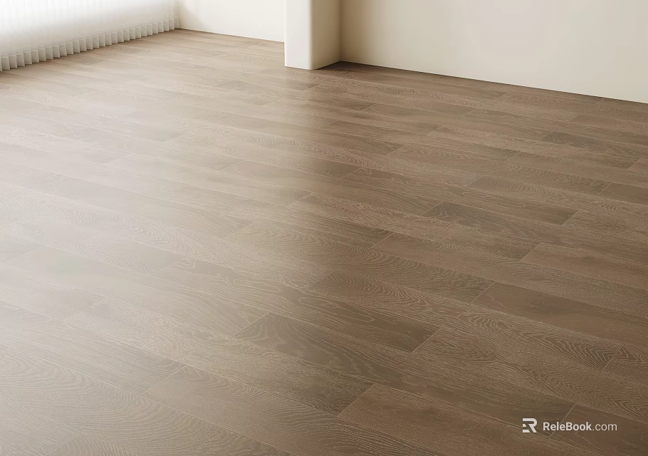 Light Brown Wooden Flooring In Minimalist Room 3d model 