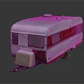 Vintage Red And White Caravan Trailer With Classic Windows And Wheels