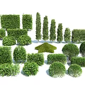 Various Shaped and Trimmed Garden Shrubs for Landscaping Design Projects