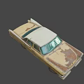 Vintage Yellow Rusty Car With White Roof And Classic Rusted Exterior 3d model