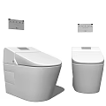 Two Modern Intelligent Toilet Models With Digital Display And White Finish