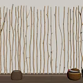 Log Pillar Homestay Partition Railing Fence 3d model