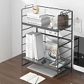 Sturdy Metal Storage Shelf with Books Notebook Calculator and Small Decor on Office Desk