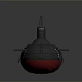 Detailed 3D Rendered Submarine Model With Gray Hull Red Bottom And Naval Structure