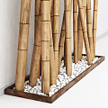 Natural Bamboo Poles Arranged Vertically Against White Background in Decorative Pattern
