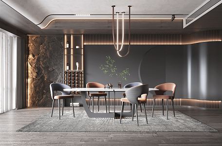 Modern Restaurant Premium Grey Restaurant 3d model