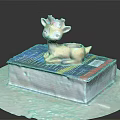 Colorful Thick Book With Decorative Lying Deer Figurine And Flower Decoration On Head