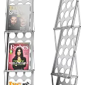 Modern Polka Dot Bookcase With Multiple Shelves Holding Magazines Featuring People On Covers 3d model