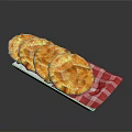 Golden Baked Flatbreads on White Tray with Red Checkered Napkin