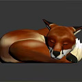 Cozy Red Fox Curled Up Sleeping With Red And White Fur On Dark Background