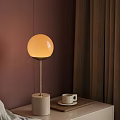 Modern Spherical Table Lamp With Warm Light Gold Pole And White Base 3d model