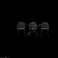 Modern Dining Table Set With Black Table And Green White Chairs 3d model