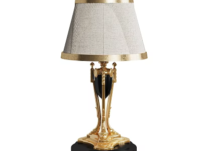 Stylish Table Lamp With Gold Human Figure Base Beige Lampshade And Black Base 3d model