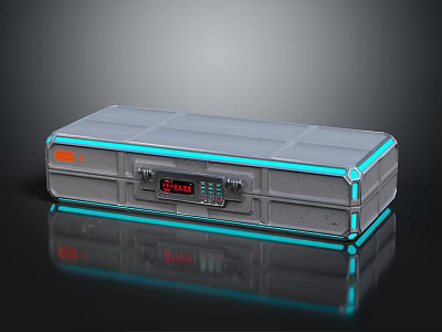 Professional Gray Audio Processor With Digital Display Blue LED Edges And Bottom Reflection 3d model