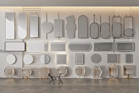 makeup mirror decorative mirror bathroom mirror hanging mirror 3d model