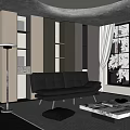 Modern living room sofa combination floor lamp bookcase 3d model