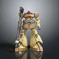 Mecha Robot Figure Design With Brown Yellow Armor Red Head Component And Large Weapon