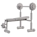 Colorful Sports Equipment Set With Weight Bench Barbell Red Seats And Support Frames