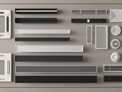 Various Air Conditioner Vents Featuring Different Designs Grille Linear And Black White Styles 3d model