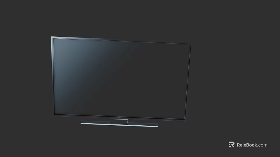 Modern Sleek Television With Black Screen And Metal Stand Design 3d model 