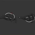 Pearl Jewelry Display On Black Hand Models With Bracelet And Red Tassel Necklace