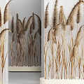 Brown Feathery Grass Potted Plant In White Ceramic Pot For Indoor Decoration