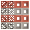 Architectural Decorative Blocks With Red Gray Geometric Patterns And Cutout Designs 3d model